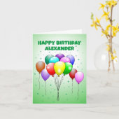 Geburtstagsballons Karte (Gelbe Blume)