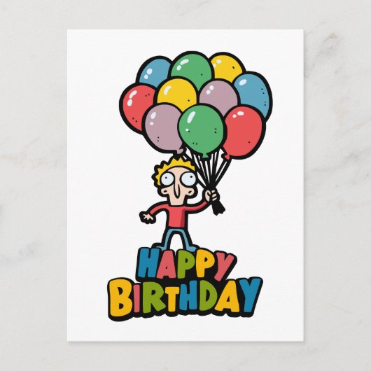 Geburtstagsballons Postkarte (Vorderseite)