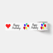 Geburtstagsballons rote Herzen 3" Satinband (Vorderseite)