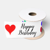 Geburtstagsballons rote Herzen 3" Satinband (Spule)