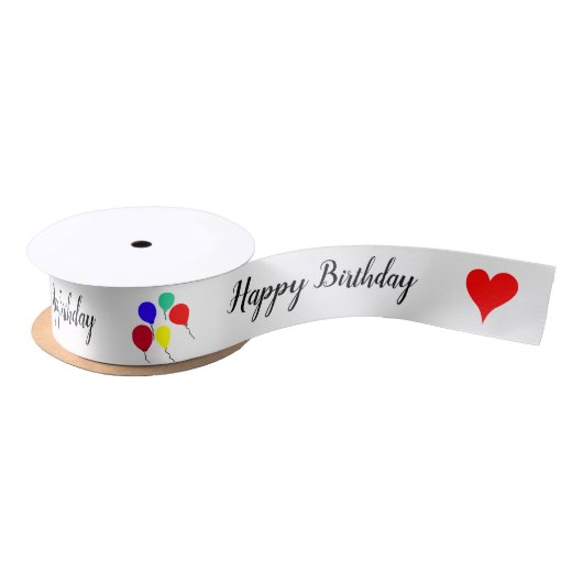 Geburtstagsballons rote Herzen Satinband (Spule)