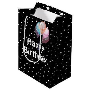 Geburtstagsballons und Punkte Mittlere Geschenktüte