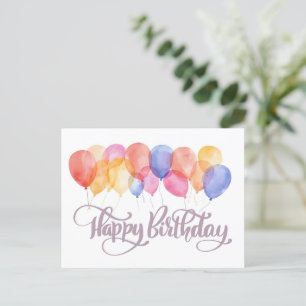 Geburtstagsballons Wasserfarbe Feiertag Postkarte