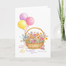 Geburtstagsballons Wildblume Korb Grußkarte Karte