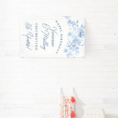 Geburtstagsbanner 35. Blaues Blumen-Template Banner (InSitu)