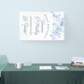 Geburtstagsbanner 35. Blaues Blumen-Template Banner (Messe)