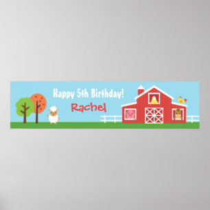Geburtstagsbanner Bauernhof Tiere Stall Poster