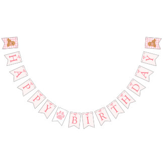 Geburtstagsbanner-Flaggen mit rosa Schleife und Go Wimpelkette