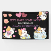 Geburtstagsbanner für Rosa und Schwarze Banner (Horizontal)