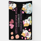 Geburtstagsbanner für Rosa und Schwarze Banner (Vertikal)