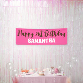 Geburtstagsbanner, Rosa Glückwunsch 21. Geburtstag Banner