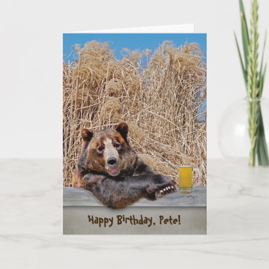 Geburtstagsbär mit Bier Karte (Vorderseite)