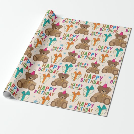 Geburtstagsbären Geschenkpapier (Ungerollt)