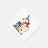 Geburtstagsbärengeschenk Serviette (Ecke)
