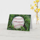 GeburtstagsBaseball im Gras Karte (Gelbe Blume)