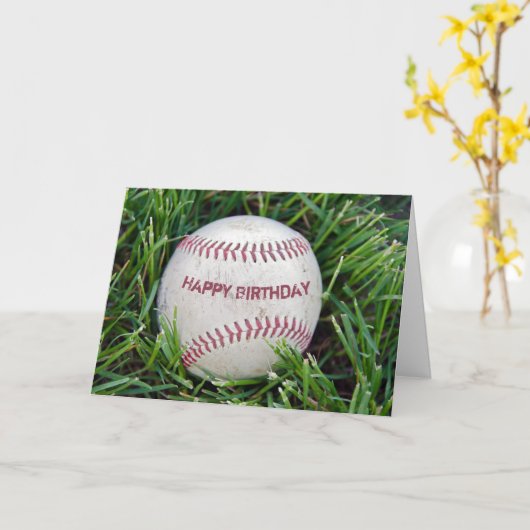 GeburtstagsBaseball im Gras Karte (Gelbe Blume)
