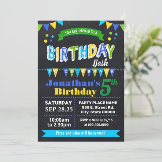 Geburtstagsbash-Party Einladung (Stehend Vorderseite)