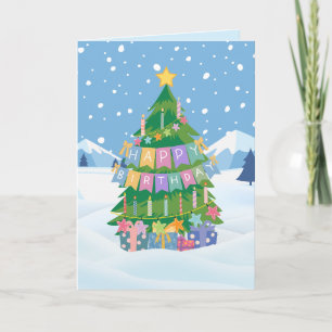 Geburtstagsbaumkarte - Frohe Weihnachten & Herzlic Karte