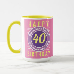 Geburtstagsbecher mit Alter, Name und Datum Tasse