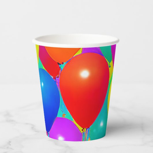 Geburtstagsbecher mit Ballondesign Pappbecher (Vorderseite)