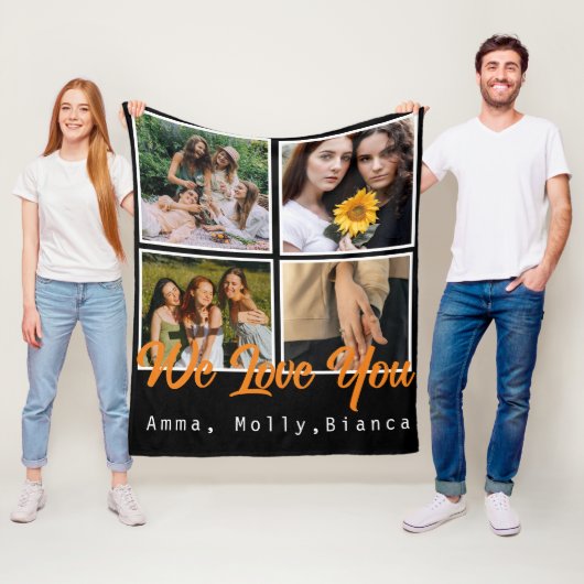 Geburtstagsbenutzerdefiniertes Foto schwarz Collag Fleecedecke (Beispiel)