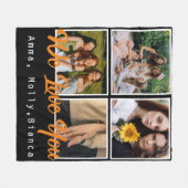 Geburtstagsbenutzerdefiniertes Foto schwarz Collag Fleecedecke (Vorderseite (Horizontal))