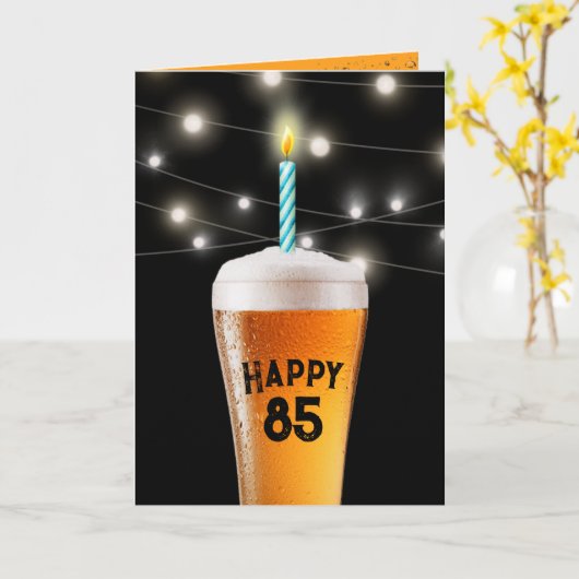 Geburtstagsbier mit Kerze Karte (Gelbe Blume)