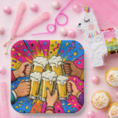 Geburtstagsbier Prost Pop Art Pappteller (Party)
