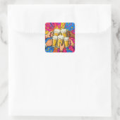 Geburtstagsbier Prost Pop Art Quadratischer Aufkleber (Tasche)
