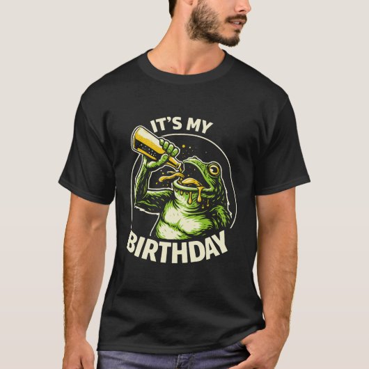 Geburtstagsbier saufender Frosch T-Shirt (Vorderseite)