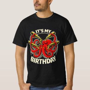 Geburtstagsbier saufender Oktopus T-Shirt