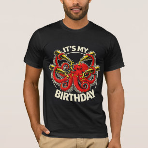Geburtstagsbier saufender Oktopus T-Shirt