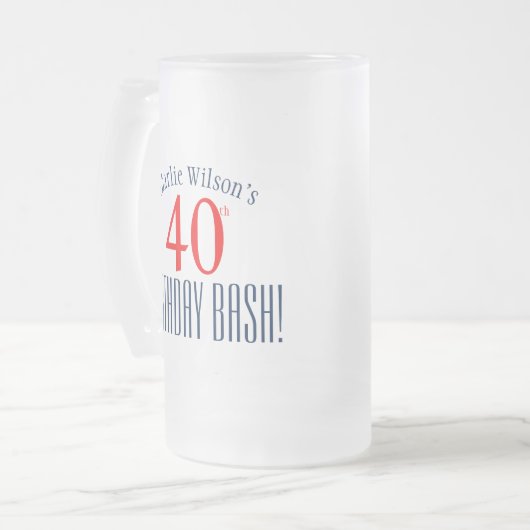 Geburtstagsbiere Tasse - 40. Geburtstagsbash! (Vorderseite Links)