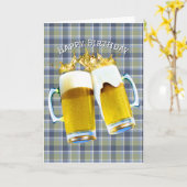 Geburtstagsbiertoast auf Kariert Karte (Gelbe Blume)