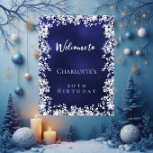 Geburtstagsblaue Schneeflocken Willkommen Poster