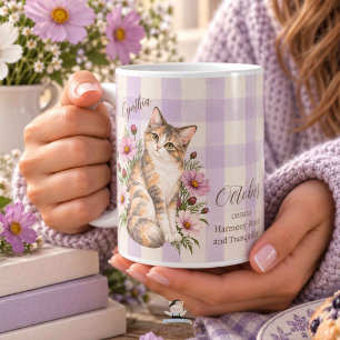 Geburtstagsblume Oktober Cosmos & Brautjungfer Kat Kaffeetasse