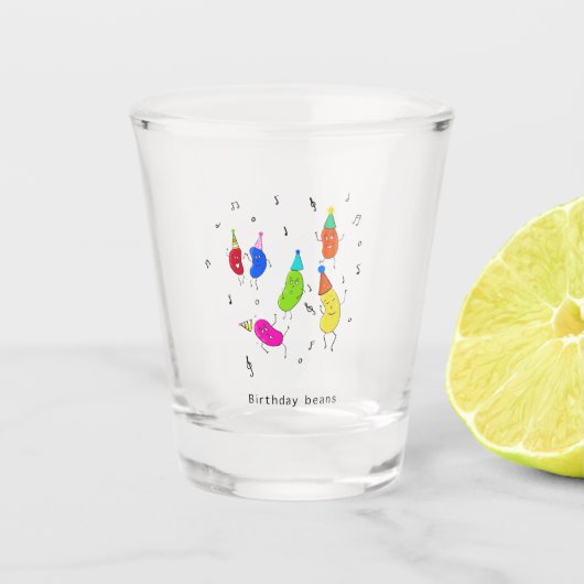 Geburtstagsbohnen Glas, süße Geburtstagsfeier Schnapsglas (Vorderseite)