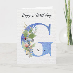 Geburtstagsbuchstabe G Benutzerdefinierter Name Ih Karte