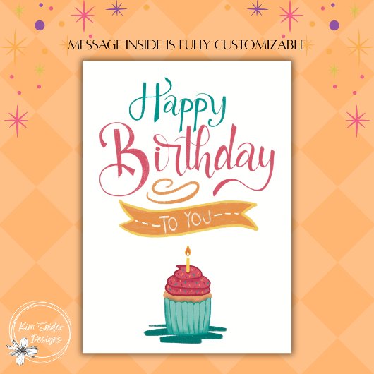 Geburtstagscupcake handschriftlich karte