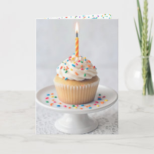 Geburtstagscupcake mit Kerze Karte