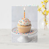 Geburtstagscupcake mit Kerze Karte (Gelbe Blume)