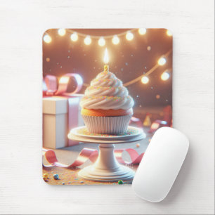 Geburtstagscupcake mit Kerze Mousepad
