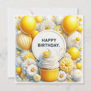 Geburtstagscupcake und Luftballons Grußkarte Feiertagskarte
