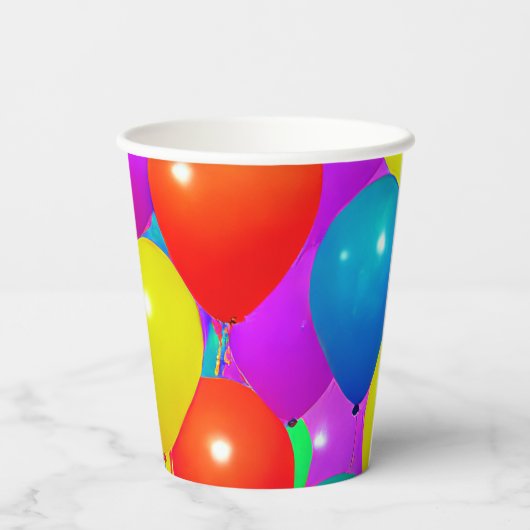 Geburtstagscups mit Balloondesign Pappbecher (Rückseite)