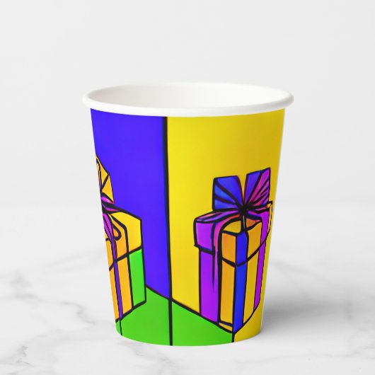 Geburtstagscups mit Geschenkdesign Pappbecher (Rückseite)