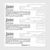 Geburtstagsdefinition Juni Aufkleber (Blatt)