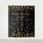 Geburtstagsdekor, Schwarz-Gold-Fotokabine Wandteppich (Vorderseite)