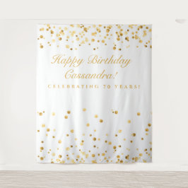 Geburtstagsdekor, Weißes und Gold Fotokabine Wandteppich