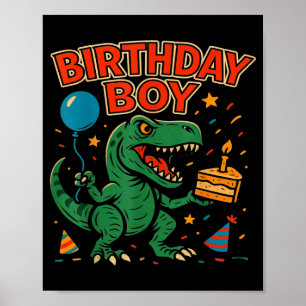 Geburtstagsdesign für röhrenden Dinosaurier-Jungen Poster