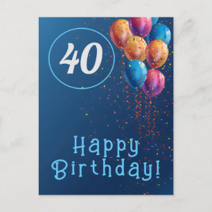 Geburtstagsdesign mit Luftballons und Konfetti Postkarte